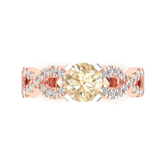 Solitaire with Accents Engagement Ring for Women - 1.42ct Natural Morganite in 14K Rose/White Gold Promise Ring