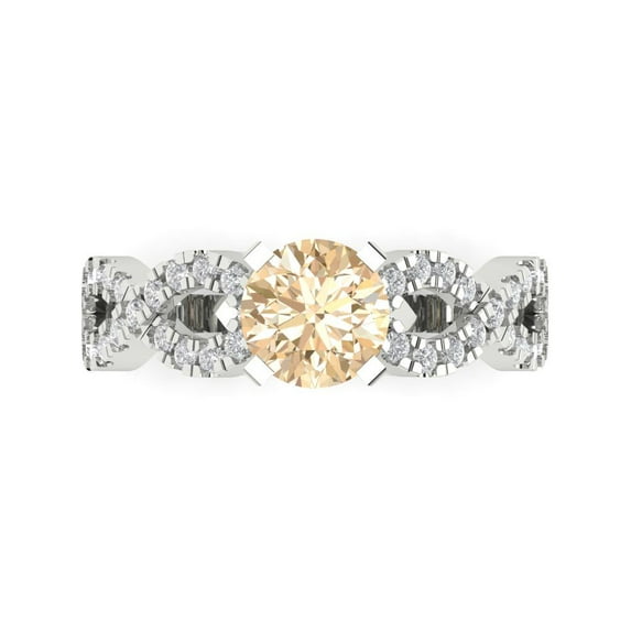 Solitaire with Accents Engagement Ring for Women - 1.42ct Natural Morganite in 14K White Gold Promise Ring