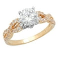 thumbnail image 1 of 1.36 ct Round Cut Real Genuine Natural Diamond VS1-VS2 I-J 18K Yellow White Gold Promise Wedding Statement Engagement Designer Ring W/ Crystal side stones size 8, 1 of 7