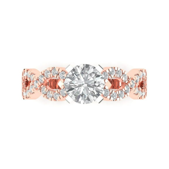 Solitaire with Accents Engagement Ring for Women - 1.42ct Moissanite in 14K Rose/White Gold Promise Ring