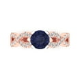 thumbnail image 1 of 1.42 ct Round Cut Simulated Blue Sapphire Solitaire with Simulated Diamond Accents 18K Rose/White Gold Womens Engagement Ring, 1 of 5
