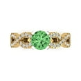 thumbnail image 1 of Clara Pucci 14K Yellow/White Gold Solid Gold Green Solitaire with Accents Anniversary Ring for Women - 1.42 cttw Round Cut, 1 of 8