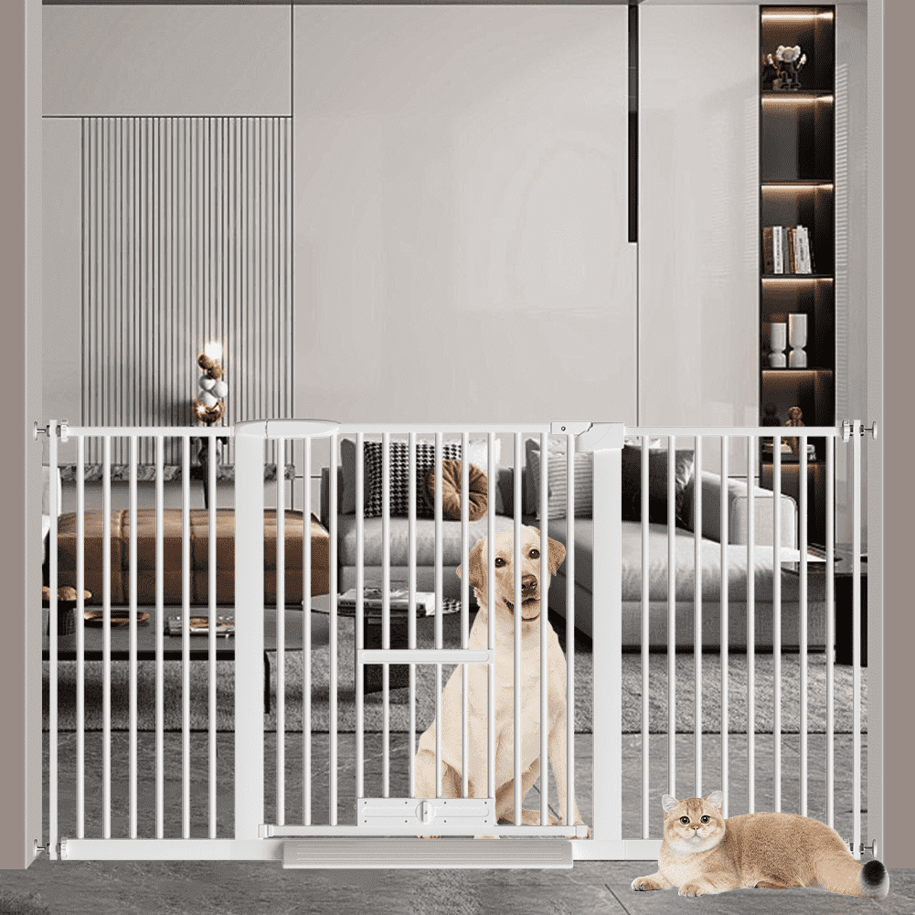1.37 Ultra Narrow Spacing pet Gate with Cat Door 30.1 61.1 Extra Wide Baby pet Gate White Metal in Nepal at NPR 32689 Rating 5