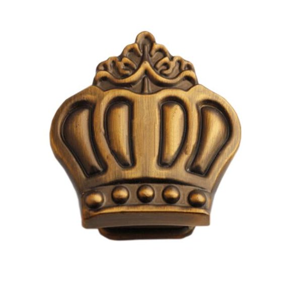 1.37 x 1.37 in. Crown Zinc Alloy Drawer Handles, Pulls & Decors, Coffee Brown - Set of 3