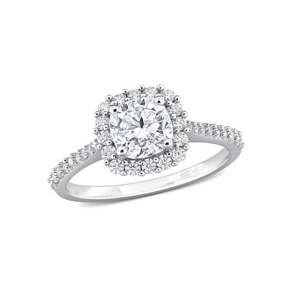1.38 Carat (Ctw) Lab-Created Halo Moissanite Engagement Ring in Sterling Silver for Women