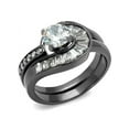 thumbnail image 1 of 1.38 Ct Round and Bagguete Cz Gray Stainless Steel Wedding Ring Set Womens Size 6, 1 of 5