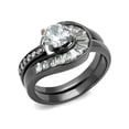 thumbnail image 1 of 1.38 Ct Round and Bagguete Cz Gray Stainless Steel Wedding Ring Set Womens Size 8, 1 of 5