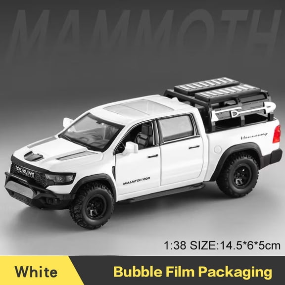 1:38 Dodge RAM 1000 TRX Mammoth Picku Alloy Car Model Sound And Light Pull Back Children's Toy Collectibles Birthday Gift
