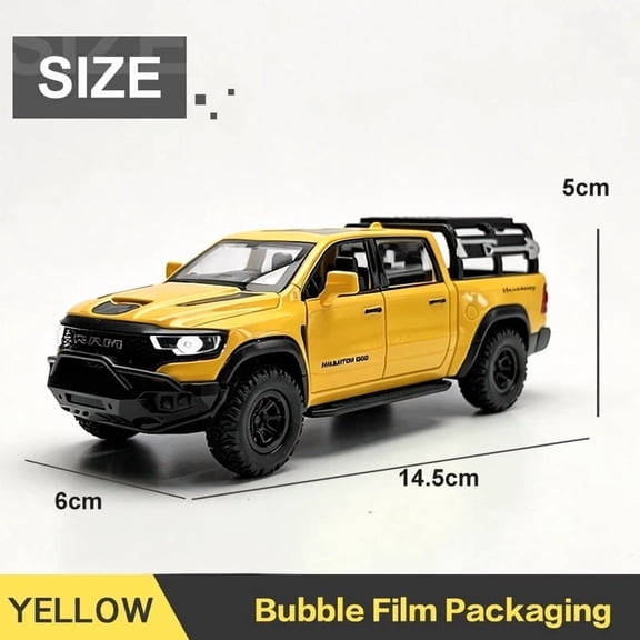 1:38 Dodge RAM 1000 TRX Mammoth Picku Alloy Car Model Sound And Light Pull Back Children's Toy Collectibles Birthday Gift
