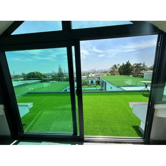 1.38" Pile Height Artificial Grass Runner  2FT10FT Realistic 4-Tone Turf Dog Potty Mat with Drainage for Outdoor