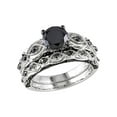 thumbnail image 1 of 1.39 Carat (Ctw) Black Diamond Engagement Ring and Wedding Band Set in 10K White Gold for Women, 1 of 6