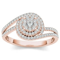 1/3Ct TDW Diamond 10K Rose Gold Bypass Engagement Ring