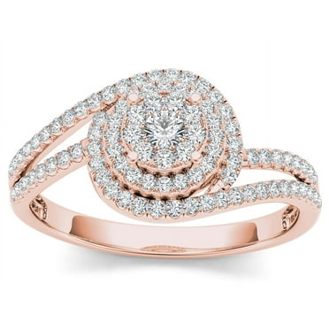 1/3Ct TDW Diamond 10K Rose Gold Bypass Engagement Ring