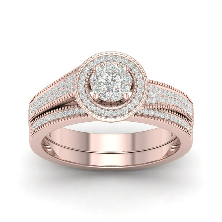 Rose gold wedding sets on sale walmart