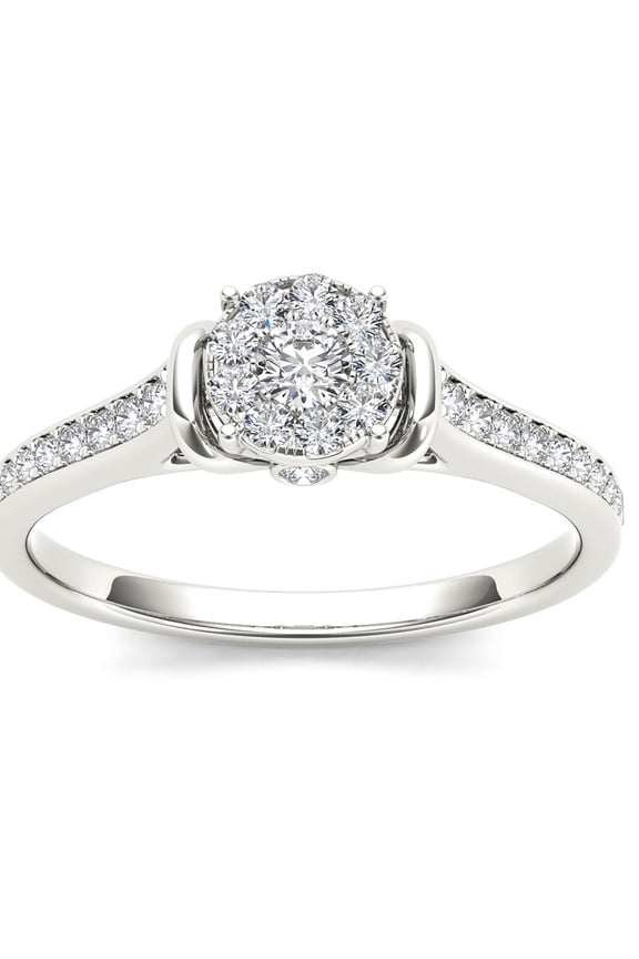 1/3Ct TDW Diamond 10K White Gold Halo Engagement Ring