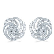 1/3Cttw Cluster Diamond Earrings Set in Sterling Silver
