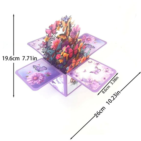 1*3D Box Clearance! Fresh Cut Paper Up Card 3D Colorful Butterfly Paper Bouquet Greeting Card Forever Bouquet 3D Up Greeting Card Birthday Up Card Gift Graduation Gift