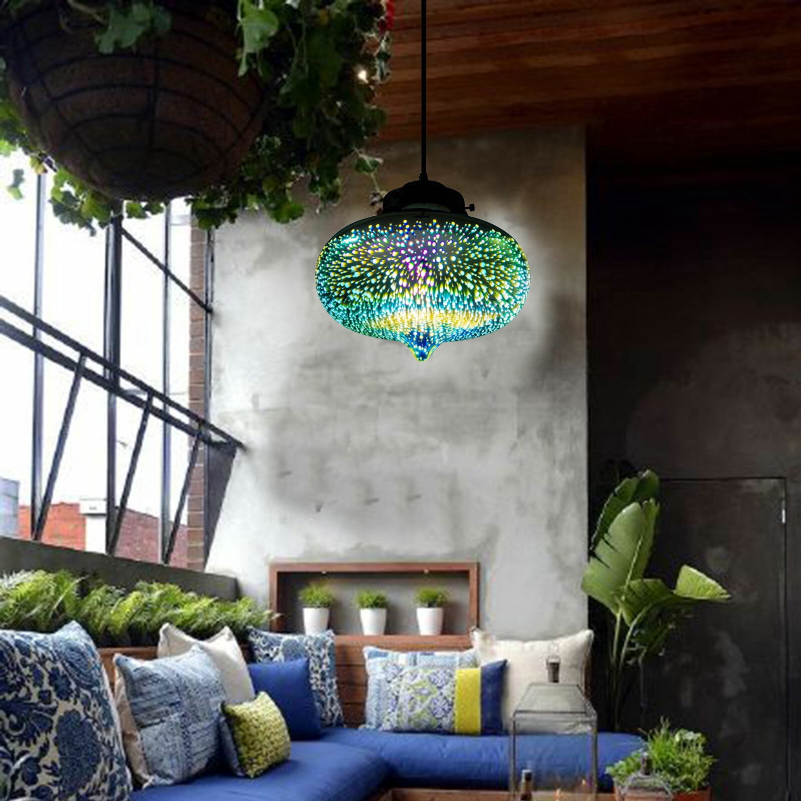 1* 3D Glass Chandelier, Suitable for personal and commercial use in restaurants, clubs, offices, kitchens, bedrooms, living rooms(Silver), Not Included Light Source, Adjustable Height: 1m/ 3.28ft