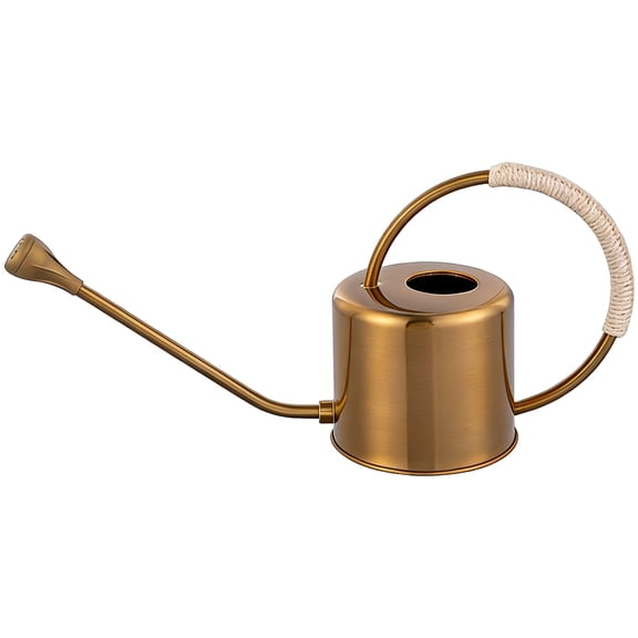 1.3L Gold Stainless Steel Watering Can with Long Spout, 16.7 in, and Anti-Slip Rope Handle, Suitable for Indoor Plants and Outdoor Gardening