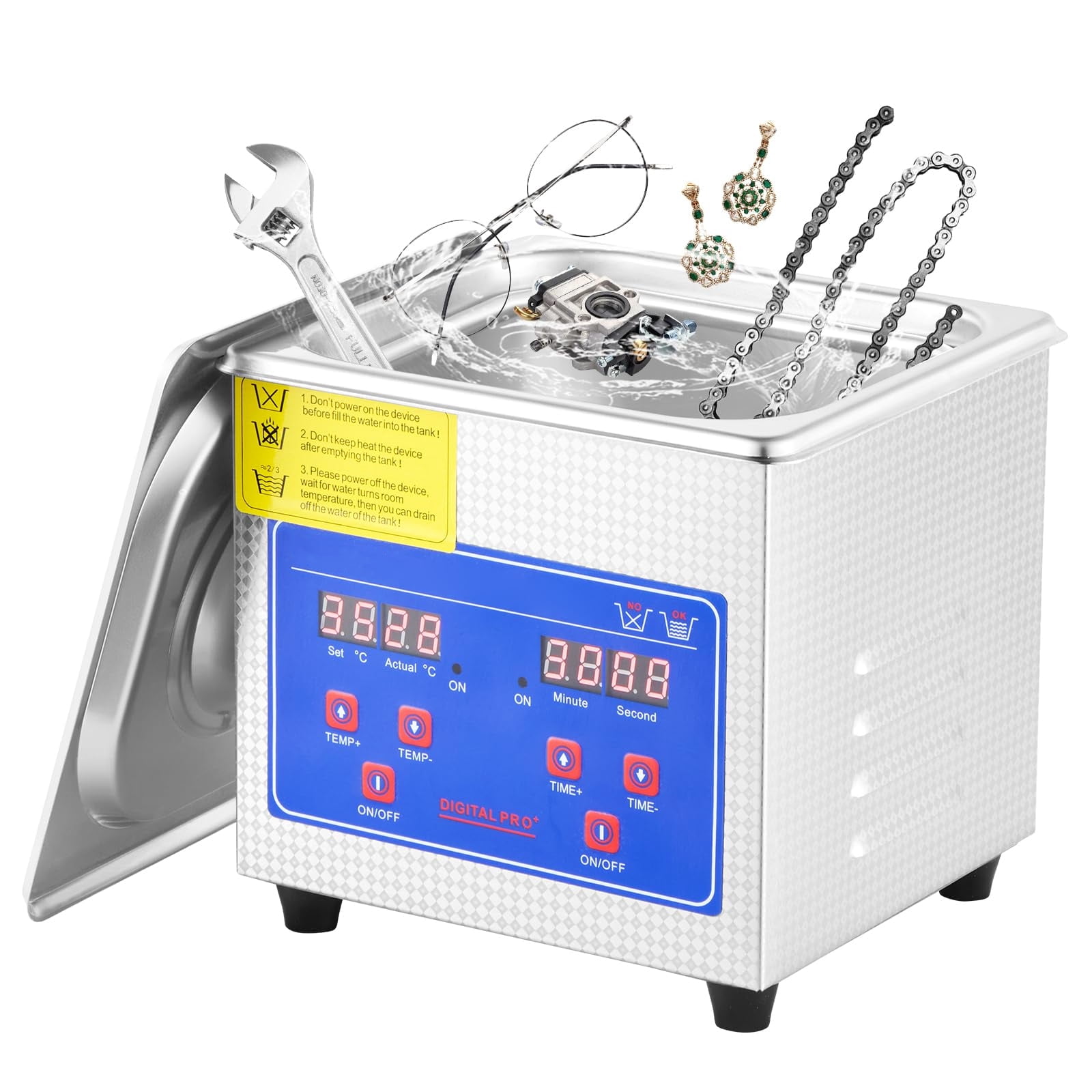 1.3L Professional Sonic Cleaner, 40kHz Digital Timer Cleaning Machine, 110V - Ideal for Jewelry, Watches, Rings, Coins, Diamonds, Eyeglasses, and Small Parts, FCC/CE/RoHS Certified
