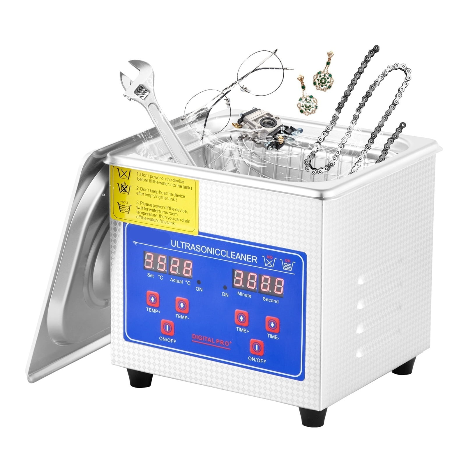 1.3L Ultra Cleaner Machine Stainless Steel Ultra Cleaning Machine Jewelry Cleaning ,Convenient to Use