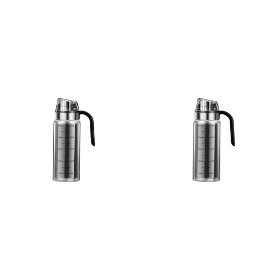 1-3PC Glass Oil Dispenser Bottle with Measurements 450ml - Automatic Flip Lid Oil Can with Leak Proof Lid, Large Capacity Glass Kitchen Oil Bottle for Household Cooking, Olive Oil Dispenser