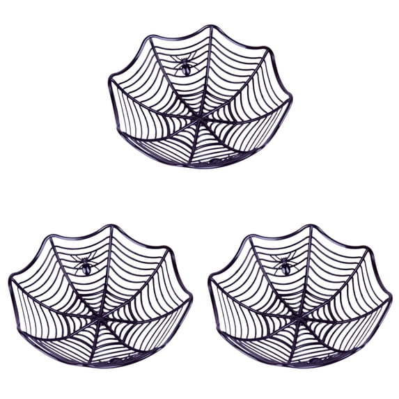 1-3PC Halloween Spider Web Candy Bowls 11.4x3 Inch Plastic Cobweb Design Serving Bowls in Orange Black Pink for Party Decor Trick or Treating Food Trays Table Centerpieces