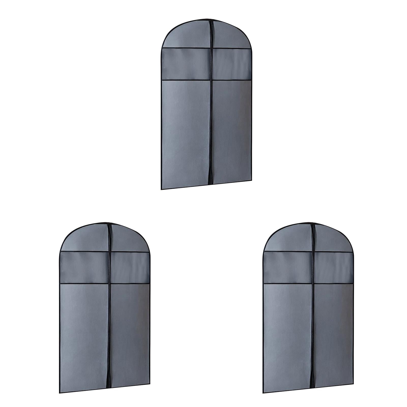 1-3PC Hanging Garment Bag for Clothes Non Woven Suit Bag with Transparent Window and Zipper Dustproof Clothes Cover for Shirts Jackets Dresses Travel Closet Storage for Gowns Long Coats