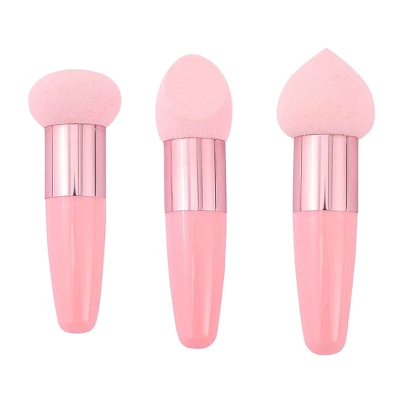 1/3PC Makeup Sponge with Handle, Cosmetic Sponge Brush, Soft Portable Dry and Wet Powder Makeup Tools, Useful Makeup Sponge Blender for Women Girls, Cosmetic Tool Supplies