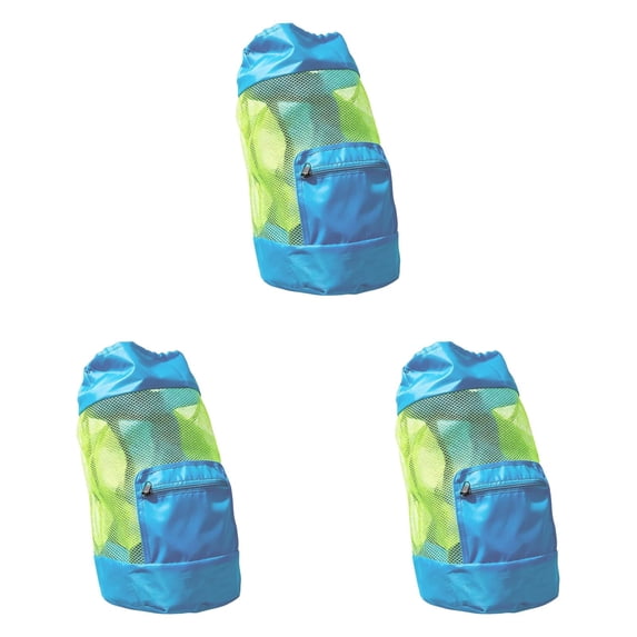 1-3PC Mesh Beach Bag Drawstring Backpack Swim Pool Toy Bag Waterproof Breathable Large Capacity Foldable with Zipper Pocket for Swimming Sports Gym Travel Lightweight Adjustable Straps
