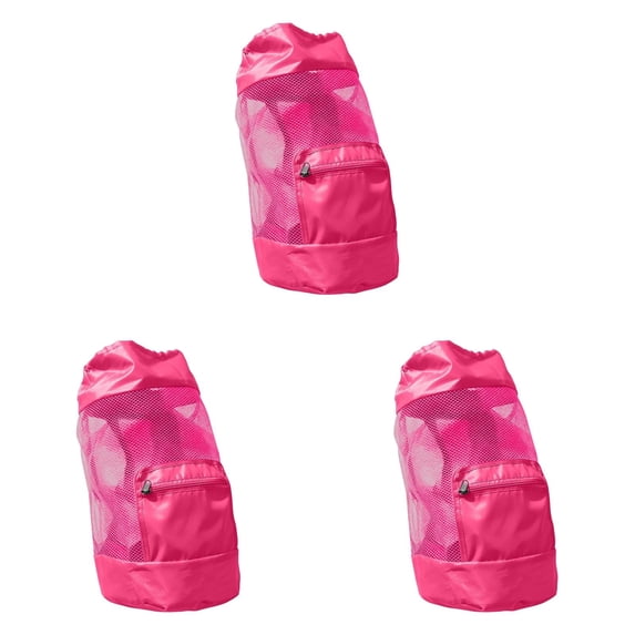 1-3PC Mesh Beach Bag Drawstring Backpack Swim Pool Toy Bag Waterproof Breathable Large Capacity Foldable with Zipper Pocket for Swimming Sports Gym Travel Lightweight Adjustable Straps