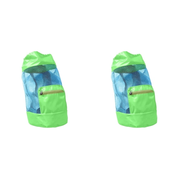 1-3PC Mesh Beach Bag Drawstring Backpack Swim Pool Toy Bag Waterproof Breathable Large Capacity Foldable with Zipper Pocket for Swimming Sports Gym Travel Lightweight Adjustable Straps