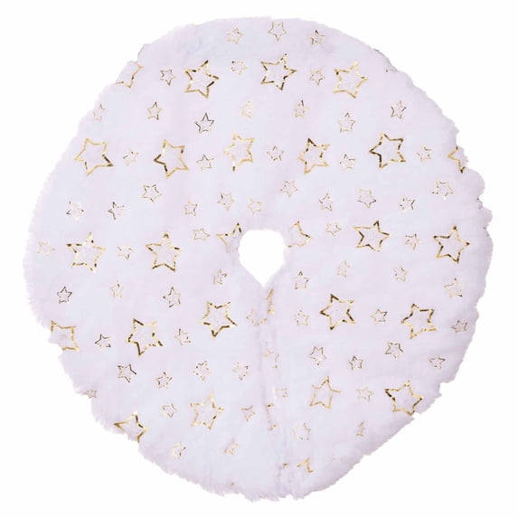 1-3PC Mini Christmas Tree Skirt 14x15.7 Inch White Fluffy Plush Round with Sequin Tiny Snowflakes Pattern Embroidery for Xmas Tree Festival Holiday Party Decoration