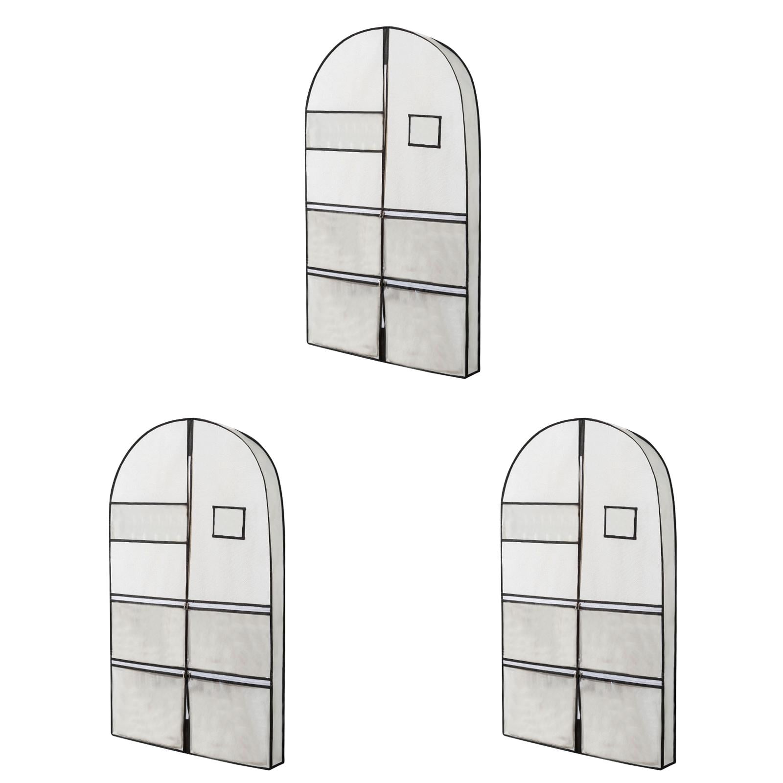 1-3PC Suit Bags Hanging Garment Bags with Window for Coats Jackets Dresses Closet Organizer Space Saving Storage Solution for Travel Packing Non Woven