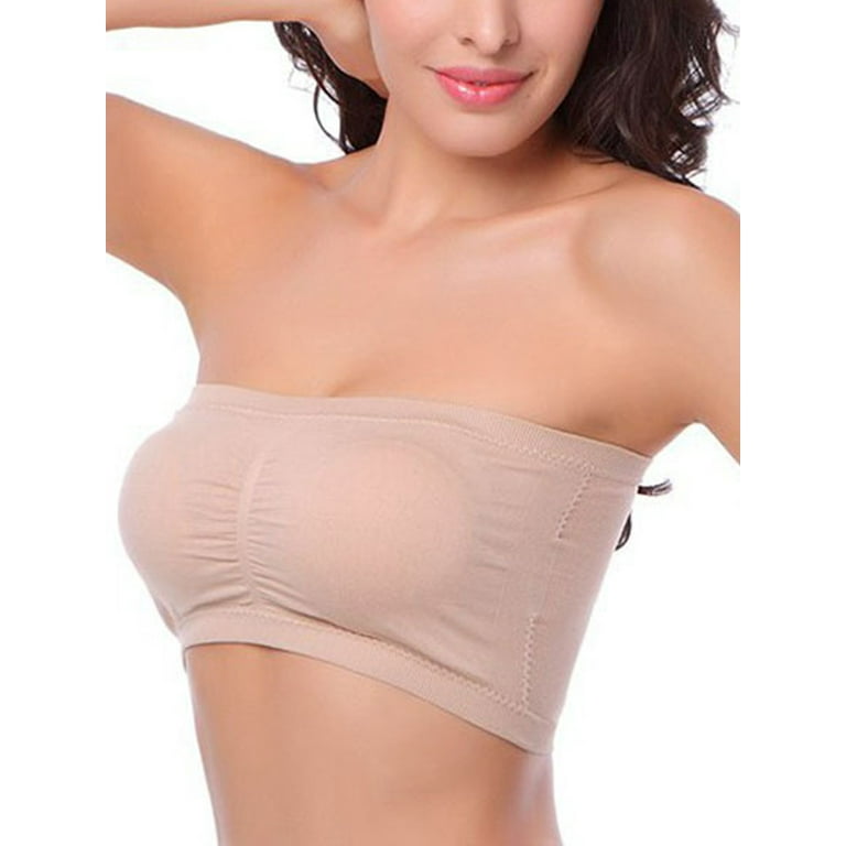 1 3Packs Women Strapless Bandeau Bra Wirefree Padded Bralette Tube Bra S XXXL