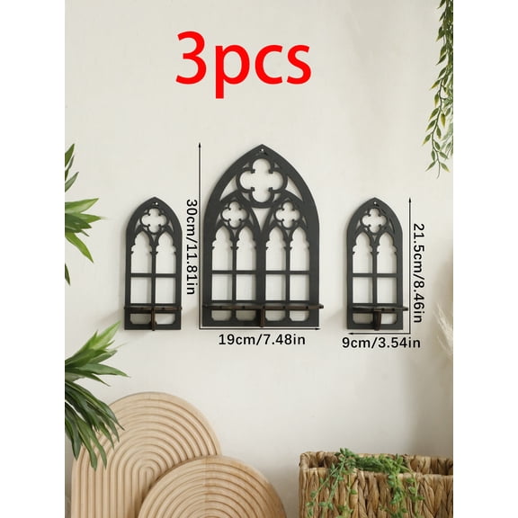 1/3Pc Gothic Wooden Hollow Wall Decoration Wall Decor Vintage Cathedral Arch Frame Goth Room Decor Rustic Spooky Decorative Gift