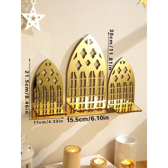 1/3Pc Gothic Wooden Hollow Wall Decoration Wall Decor Vintage Cathedral Arch Frame Goth Room Decor Rustic Spooky Decorative Gift