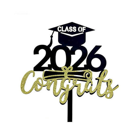 1-3Pcs Class Of 2026 Congrats Graduation Acrylic Cake Topper,Graduation Cap Diploma Cake Decorations for Senior High School College Grad Party Decorations Supplies
