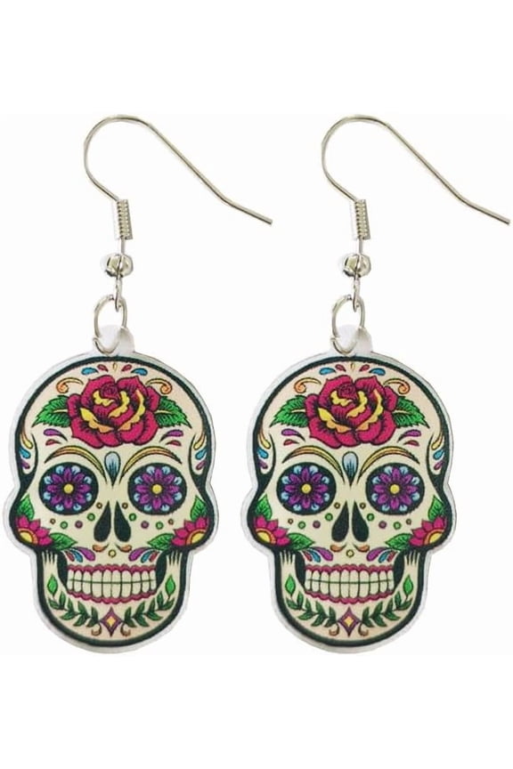 1-3Pcs Colorful Halloween Sugar Skull Skeleton Ghost Earring - Da de Muertos Earring Gift for Women