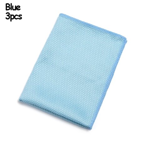 1/3Pcs Polyester Car Glass Window Household Washing Towel Dish Cloth Cleaning Rags Scouring Pad BLUE 3PCS