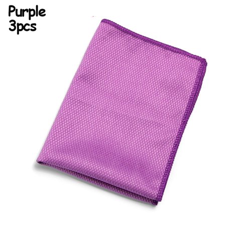 1/3Pcs Polyester Car Glass Window Household Washing Towel Dish Cloth Cleaning Rags Scouring Pad PURPLE 3PCS