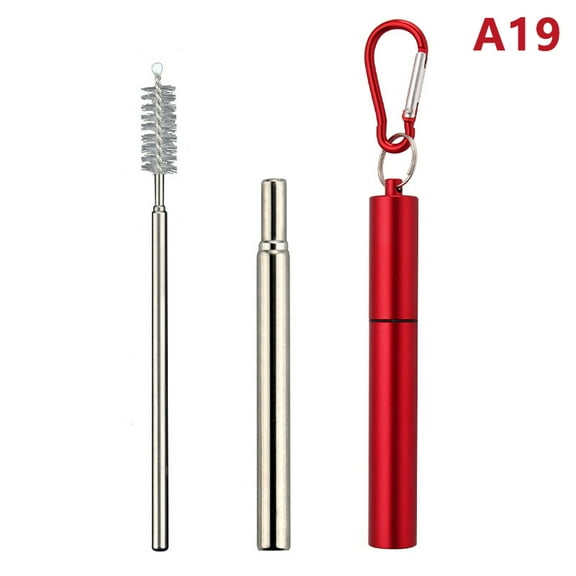1/3Pcs Reusable Telescopic Straw 304 Stainless Steel Metal Straw With Cleaning Brush Portable Drinking Straw Set For Travel
