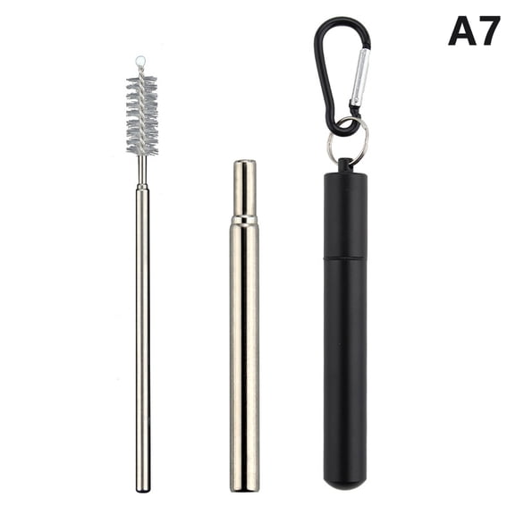 1/3Pcs Reusable Telescopic Straw 304 Stainless Steel Metal Straw With Cleaning Brush Portable Drinking Straw Set For Travel