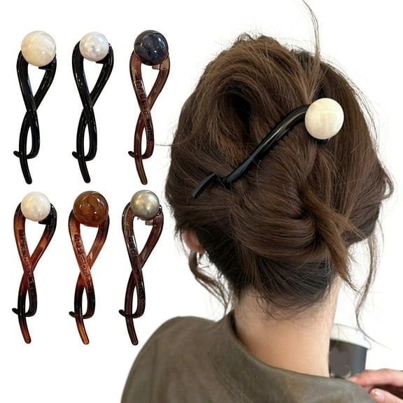 1/3Pcs Women Banana Clip Set Non-Slip Twist Faux Pearl Hair Clips Vintage French Ponytail Buckle Clip Hair Accessories