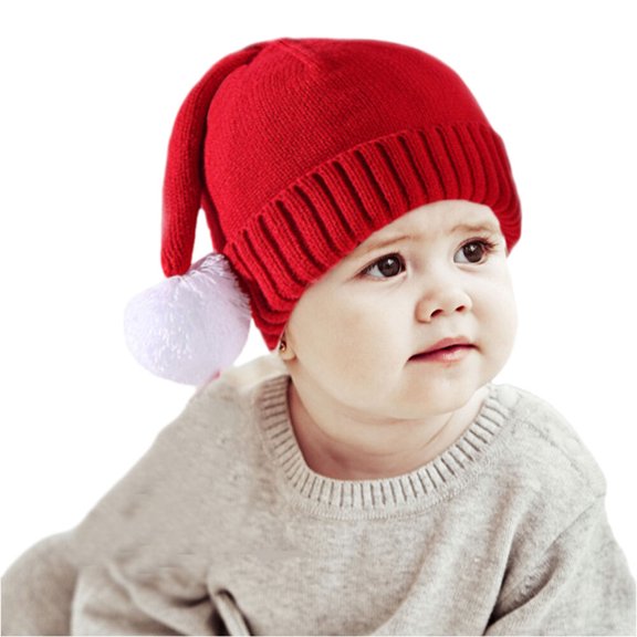 1-3T Baby Christmas Knit Hat Beanie Winter Knitted Crochet Beanie Santa Hat