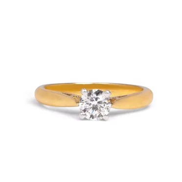 1/3ct Round Diamond Solitaire Brilliant Cut Engagement Ring 14K Yellow Gold
