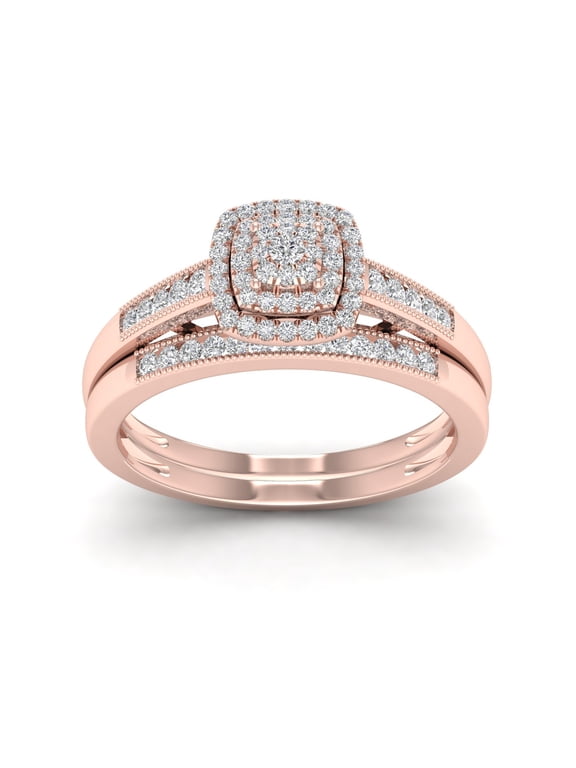 1/3ct TDW 10k Rose Gold Diamond Bridal Set