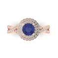 thumbnail image 1 of Clara Pucci 14K Rose Gold Solid Gold Tanzanite Solitaire with Accents Anniversary Ring for Women - 1.3125 cttw Round Cut, 1 of 8