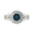 thumbnail image 1 of 1.3125 ct Round Cut Natural London Blue Topaz with Simulated Diamond Halo Accents 18K White Gold Womens Engagement Ring, 1 of 5