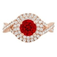 thumbnail image 1 of 1.3125 ct Round Cut Natural Garnet Solitaire with Simulated Diamond Accents 18K Rose Gold Womens Engagement Ring, 1 of 5